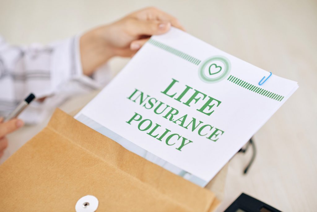 Agent with contract of life insurance policy